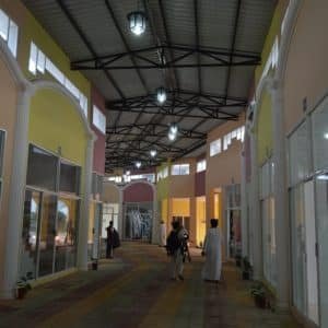 Hala Bazar Salalah with open-air market shops and coffee corners