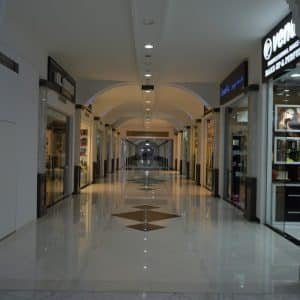 Salalah Gallery Mall in Saada entrance with illuminated sign 