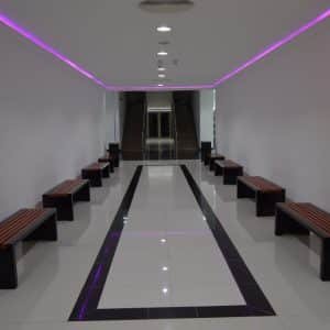 Salalah Gallery Mall in Saada entrance with illuminated sign 